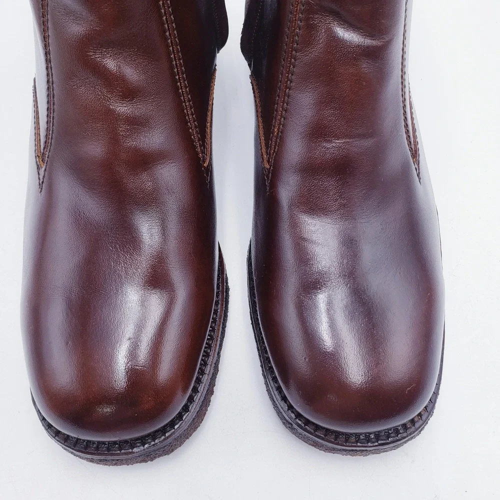 Vintage‎ Florsheim Zip Up Boots Brown Leather Faux Fur Lined Mens Size 7 D